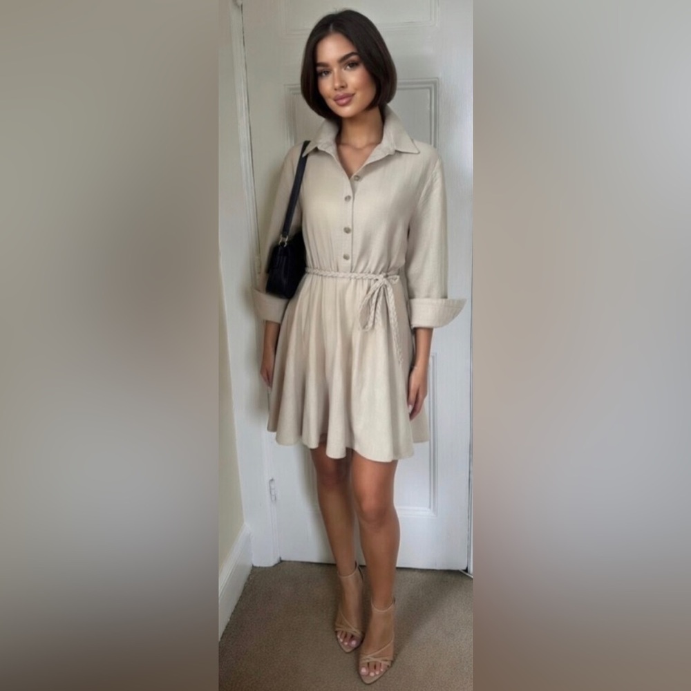 Zara Shirt Dress with Braided Belt NWT
